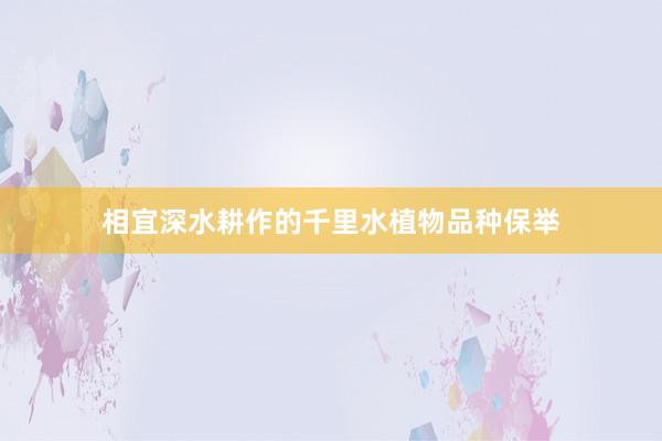 相宜深水耕作的千里水植物品种保举